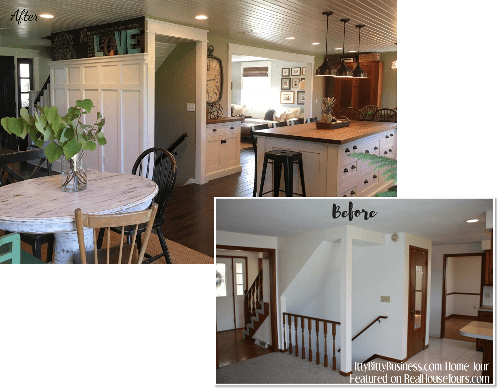A Kitchen And Dining Room Before And After