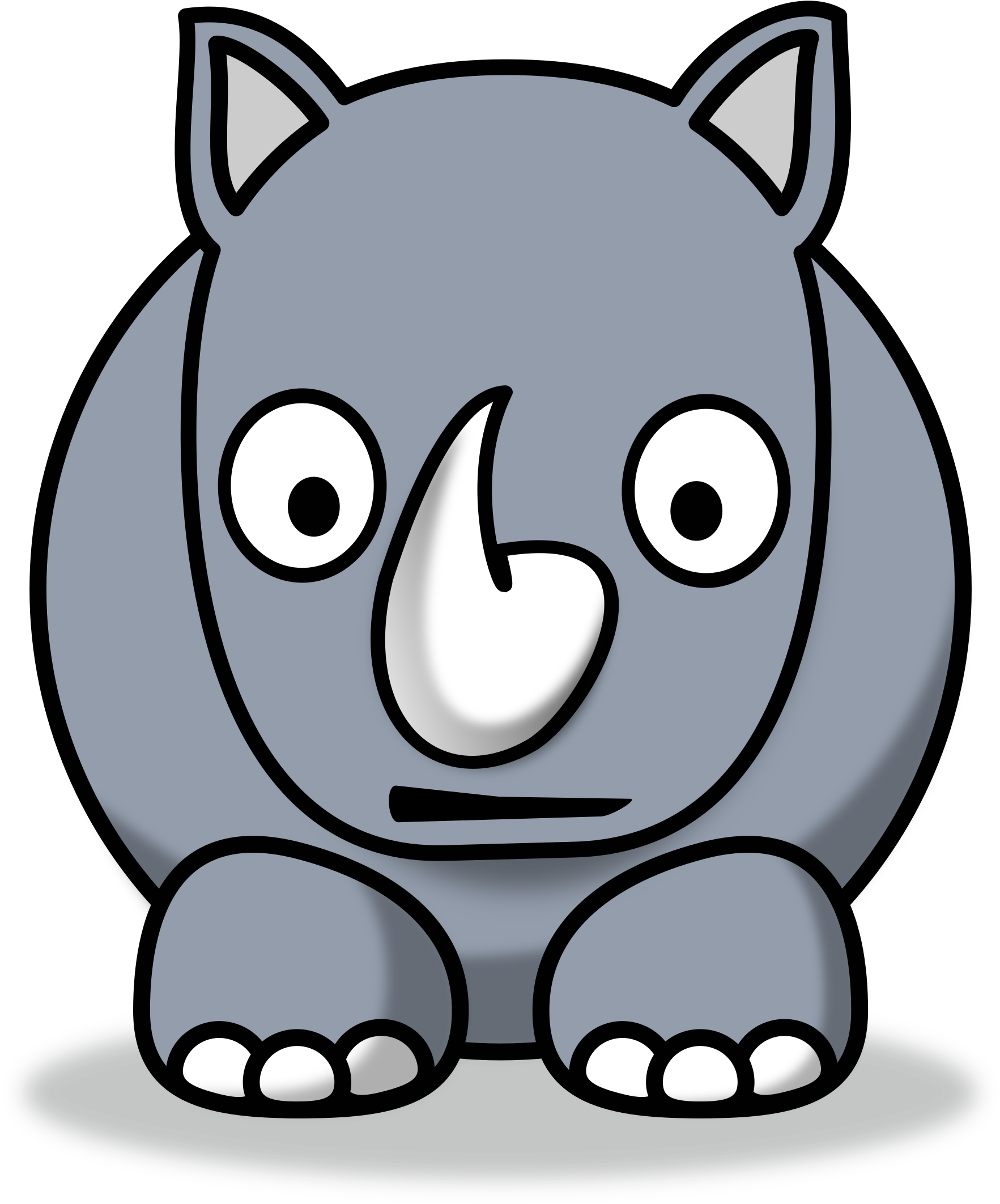 A Cartoon Rhinoceros With A Horn