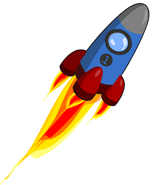 A Cartoon Rocket With Fire Coming Out Of It