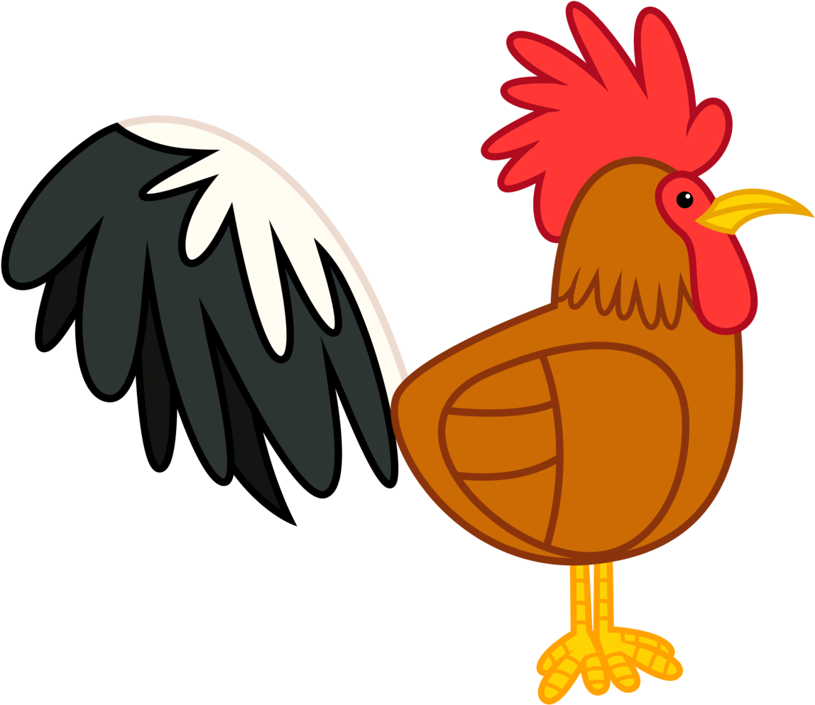 A Cartoon Rooster With Black And White Feathers