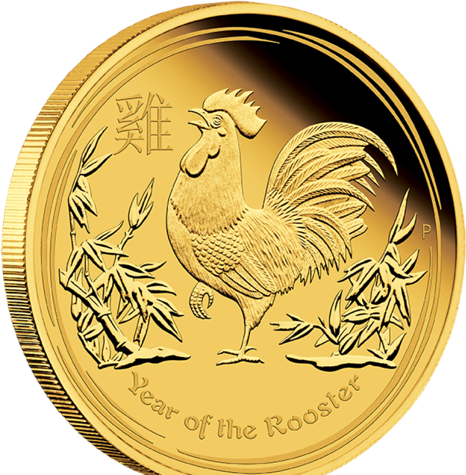 A Gold Coin With A Rooster On It