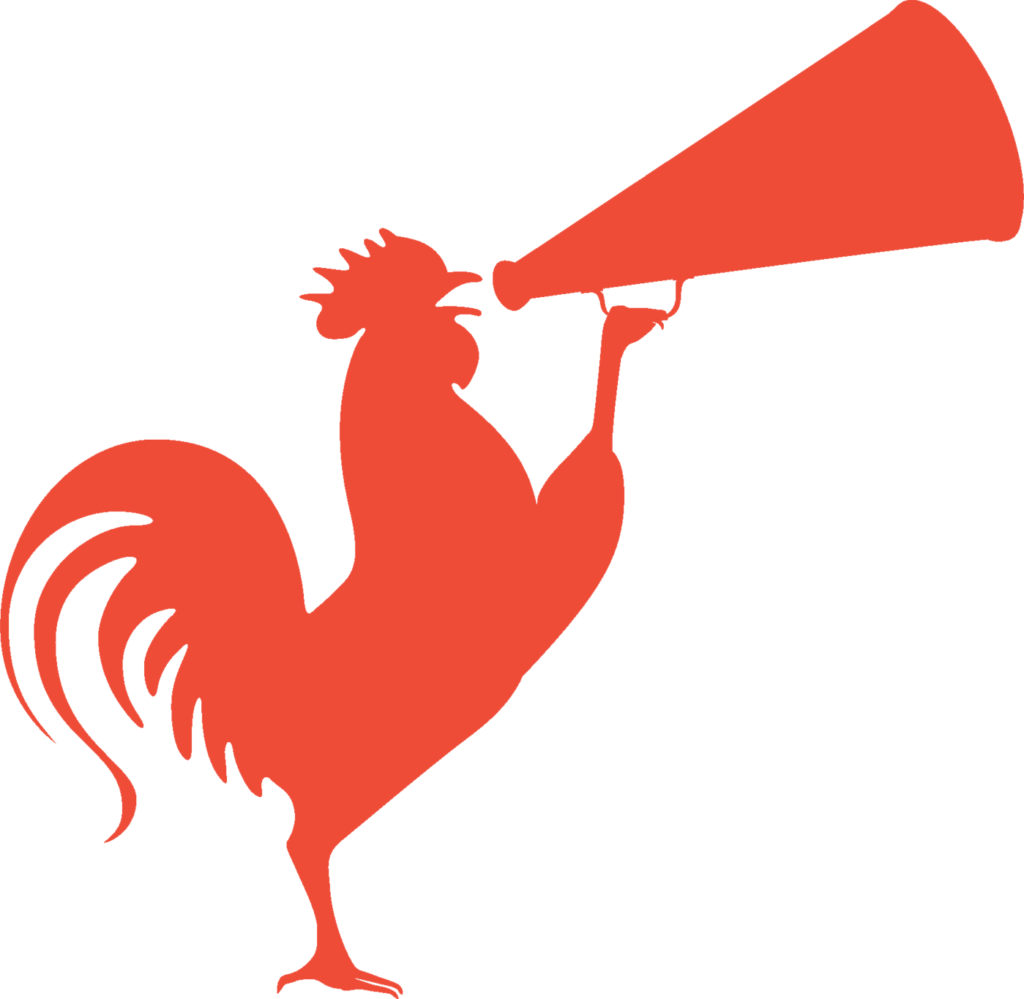 A Red Rooster With A Megaphone