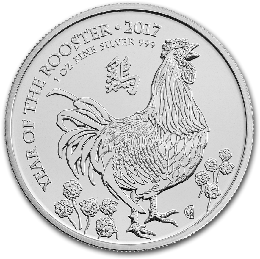 A Silver Coin With A Rooster On It