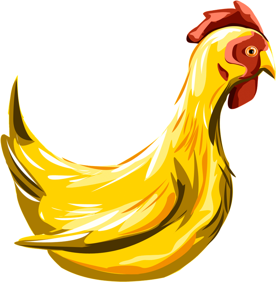 A Yellow Chicken With A Red Head