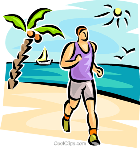 A Man Running On A Beach