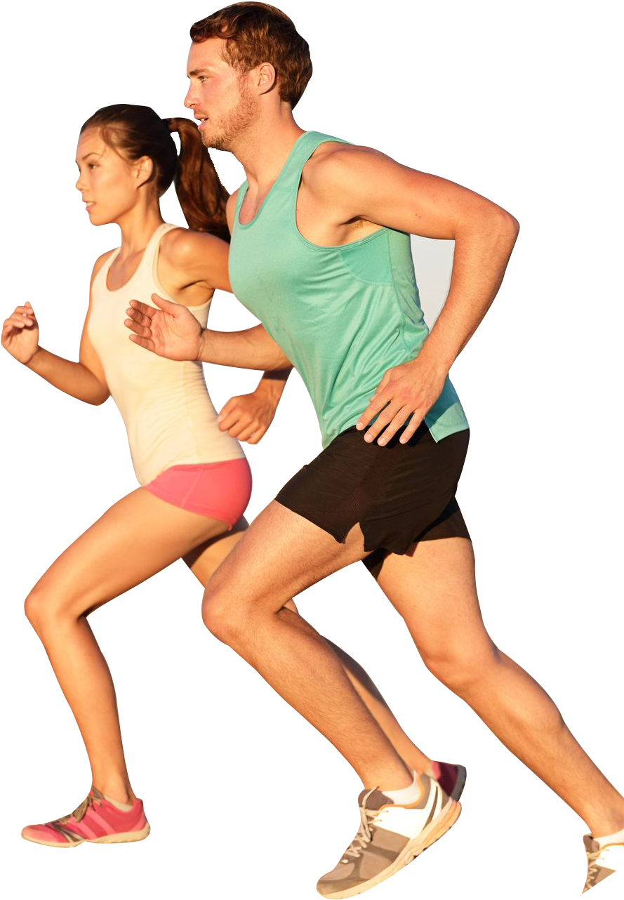 A Man And Woman Running
