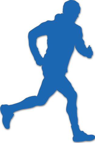 A Blue Silhouette Of A Man Running