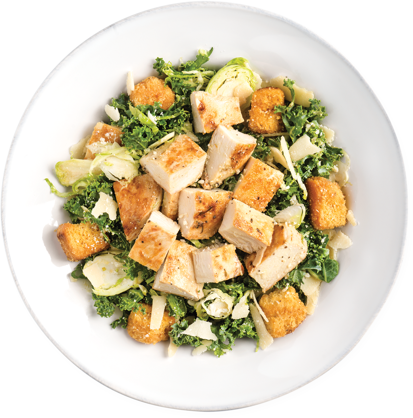 A Plate Of Salad With Chicken And Lettuce