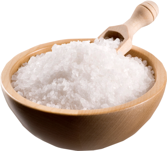 A Bowl Of Salt With A Wooden Spoon