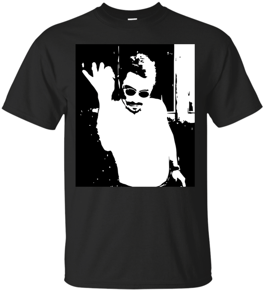 A Black Shirt With A Picture Of A Man Waving