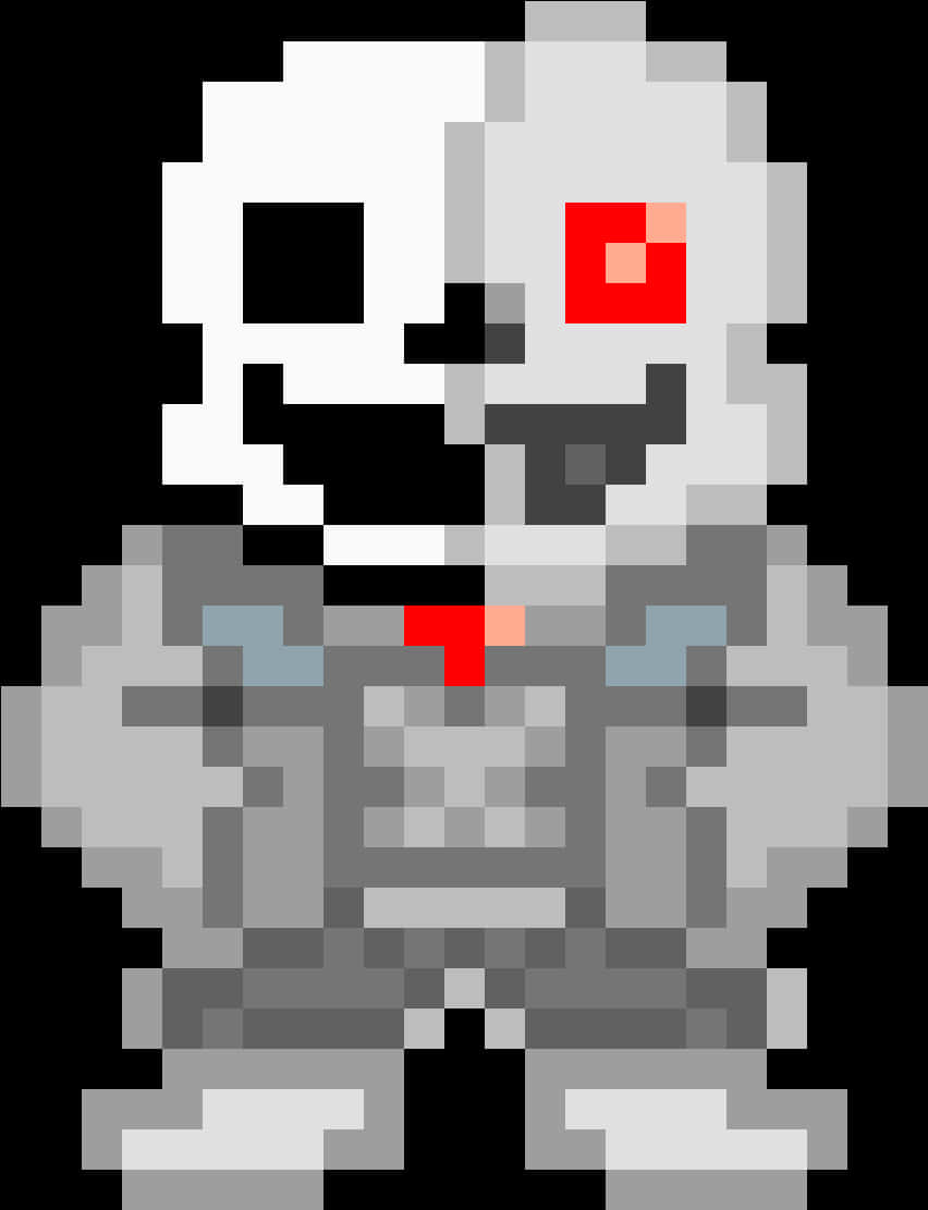 A Pixel Art Of A Skeleton