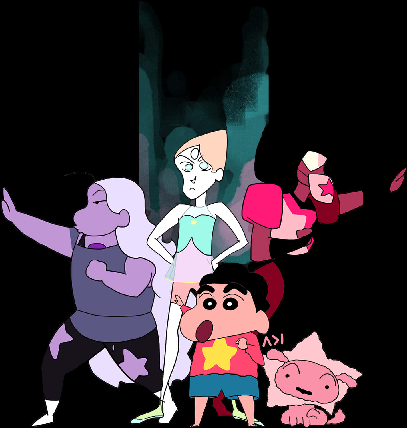 Cartoon Characters In A Dark Room