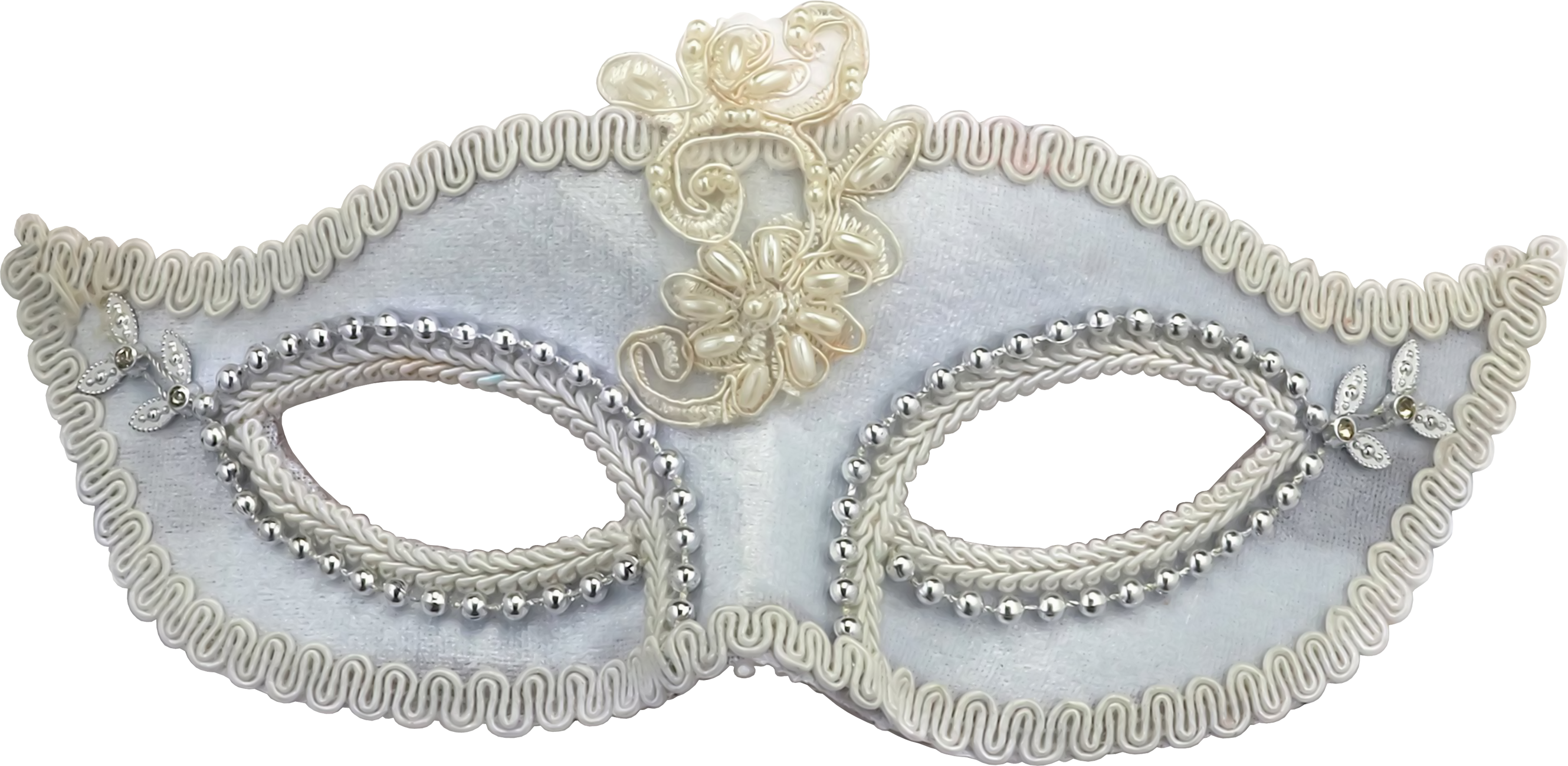 A White Mask With Beads And Pearls