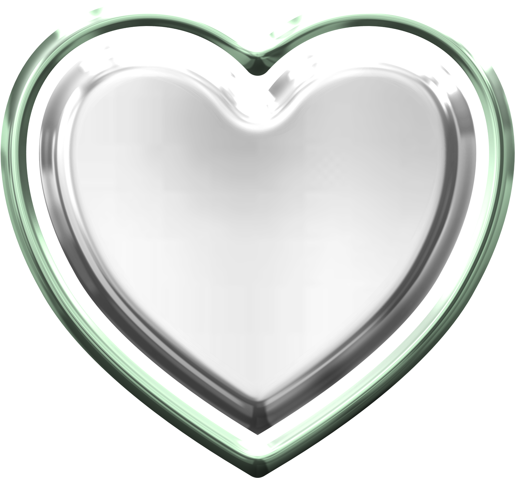 A Silver Heart With Green Border