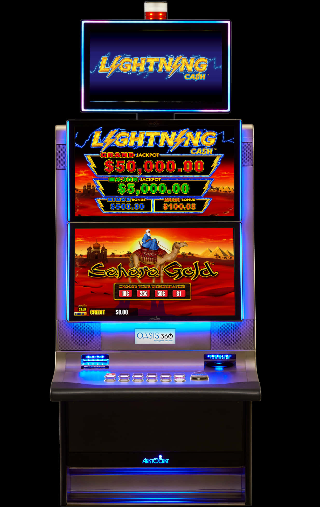 A Slot Machine With A Screen And A Screen With Lights