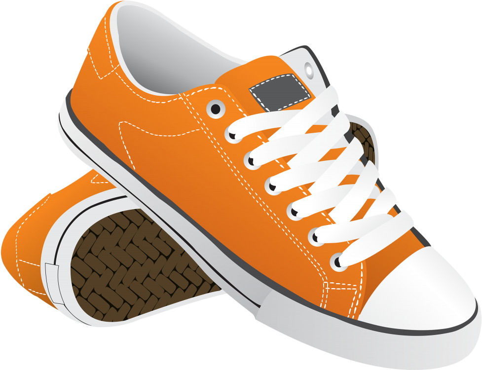 A Pair Of Orange Sneakers