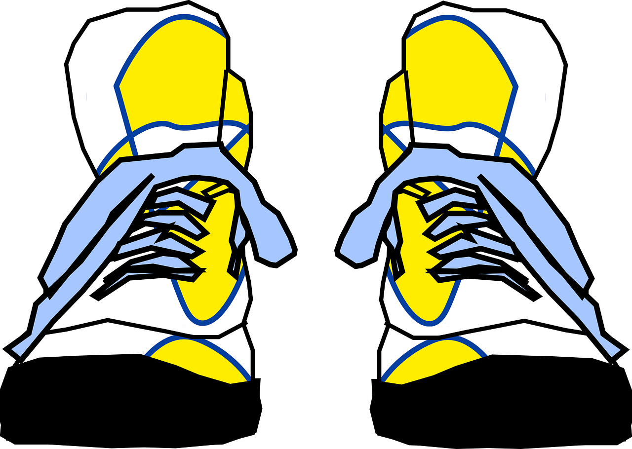 A Pair Of Yellow And Blue Shoes
