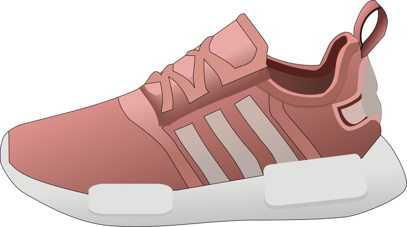 A Pink Shoe With White Stripes