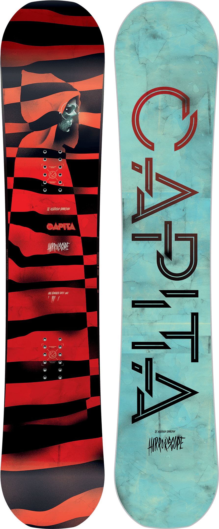A Snowboard With A Red And Black Design