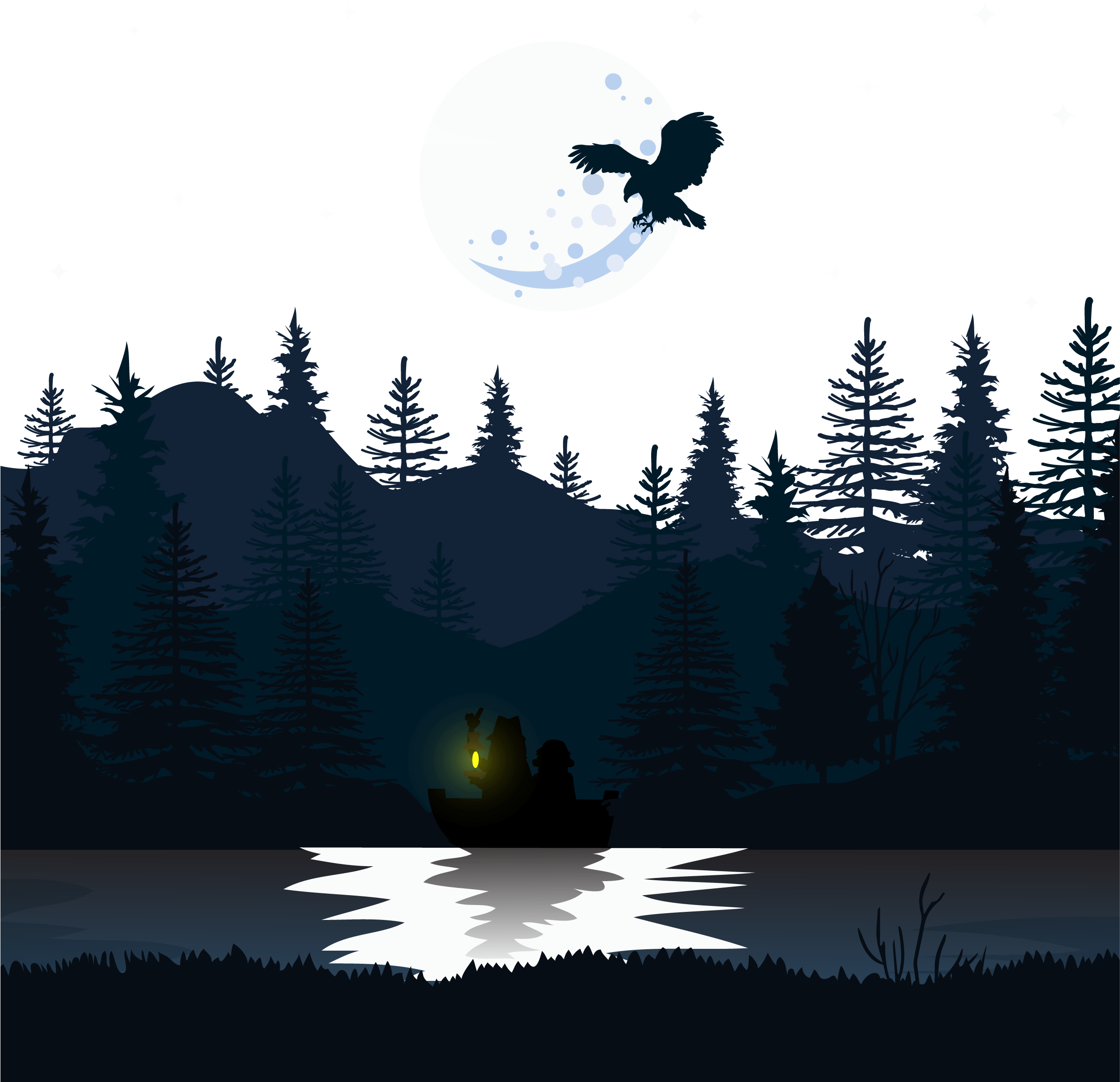 A Moon Over A Lake