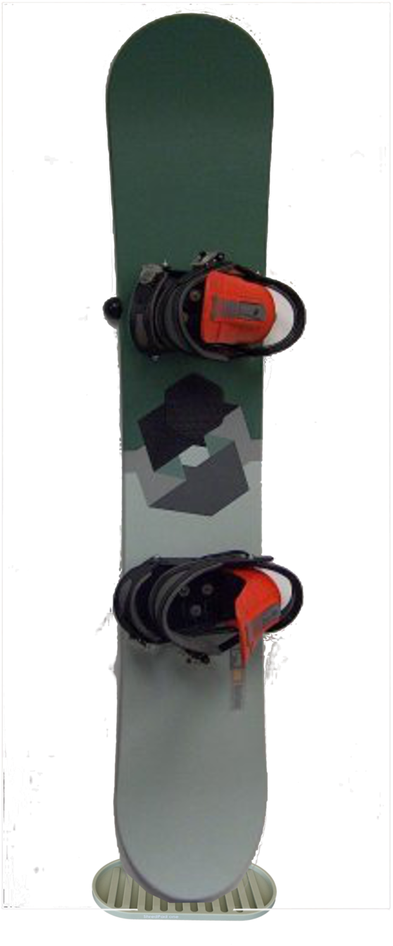 A Snowboard With Red And Black Boots