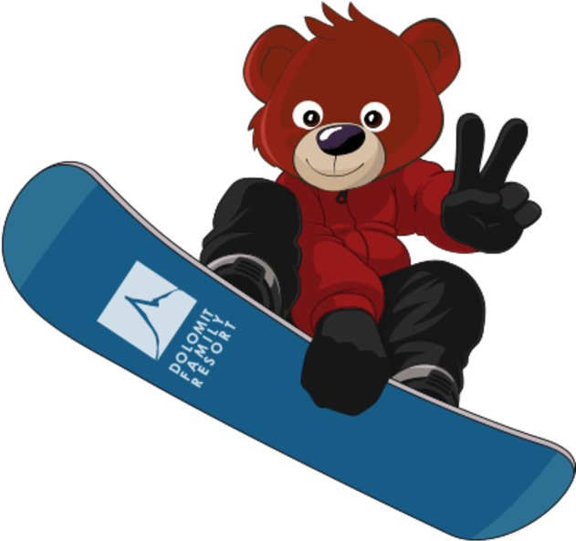 A Cartoon Bear On A Snowboard