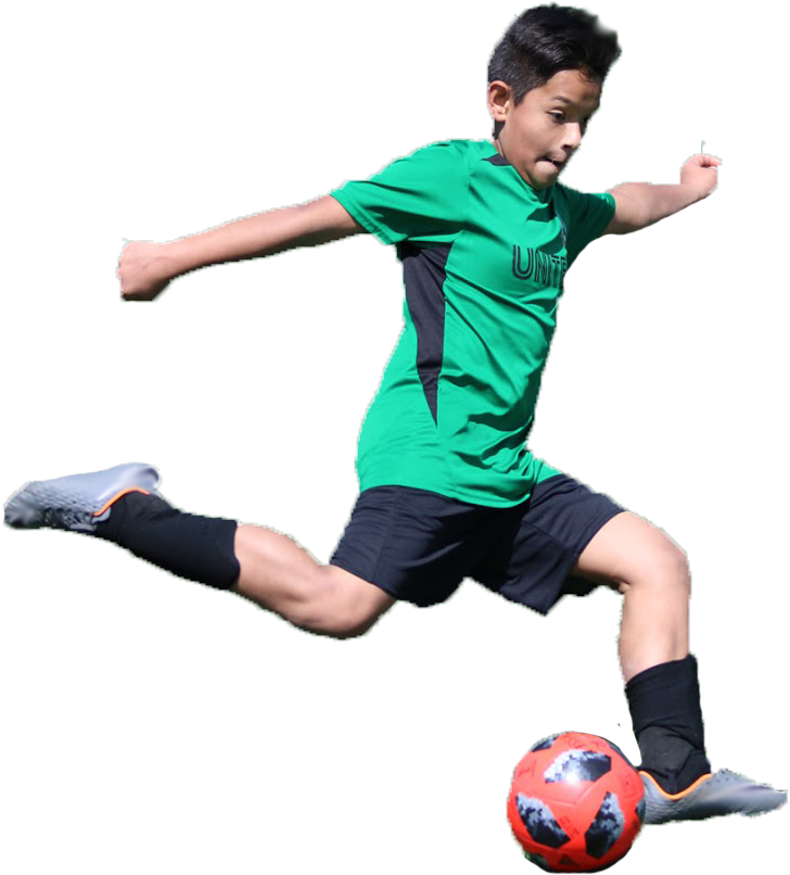 A Boy Kicking A Football Ball