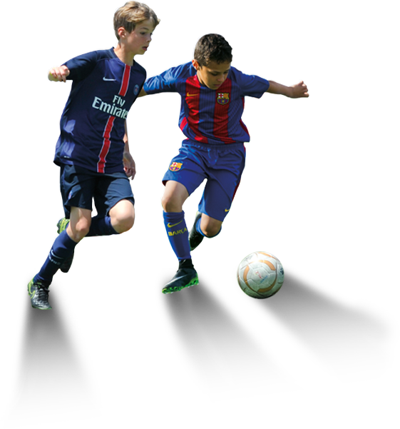 A Pair Of Boys Playing Football