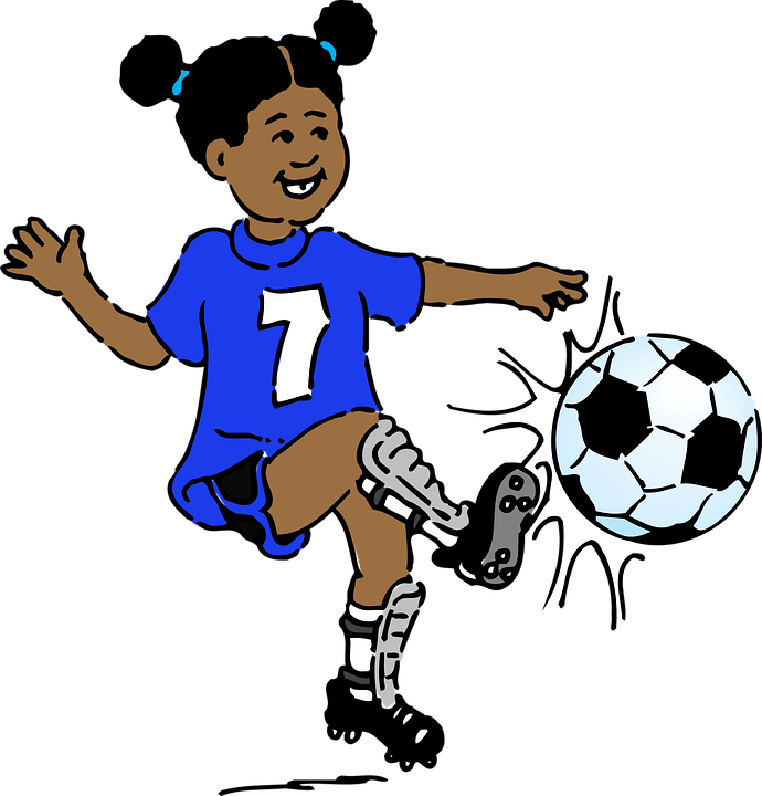 A Cartoon Of A Girl Kicking A Football Ball