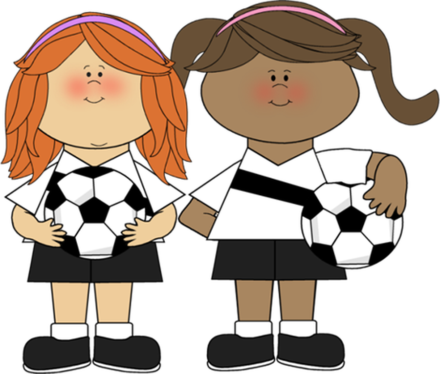 A Couple Of Cartoon Girls Holding Football Balls