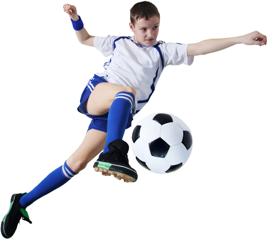 A Boy Kicking A Football Ball