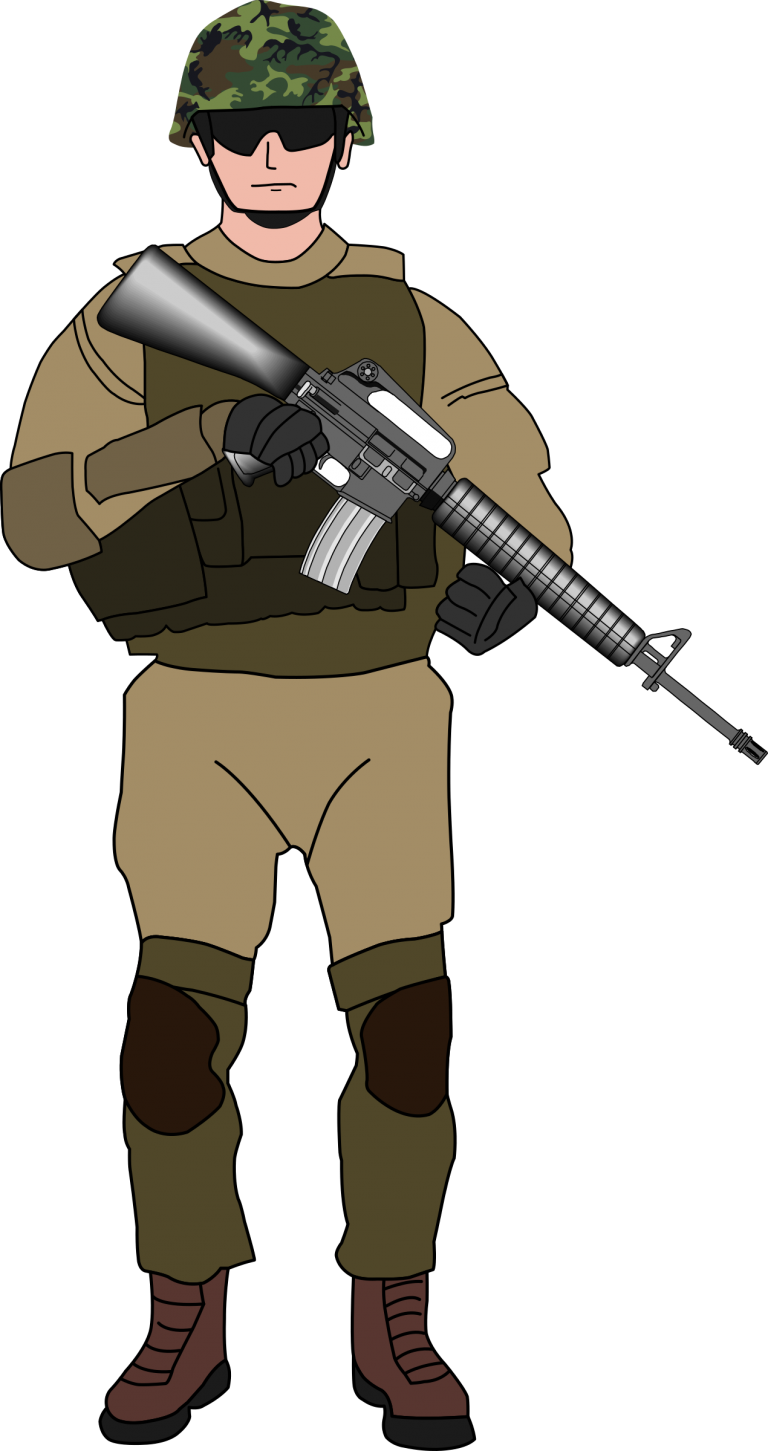 A Cartoon Of A Soldier Holding A Gun