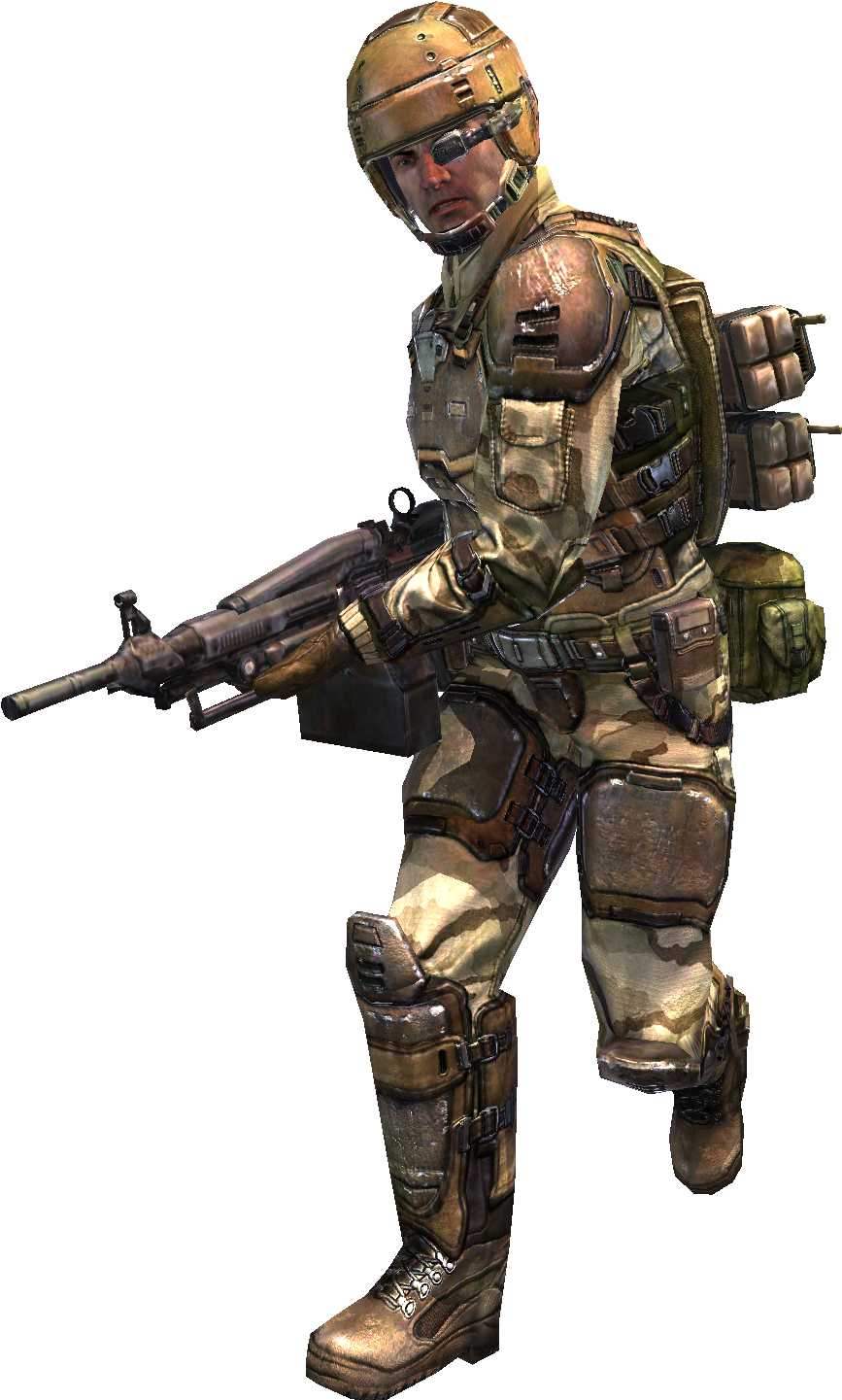 A Man In Camouflage With A Gun