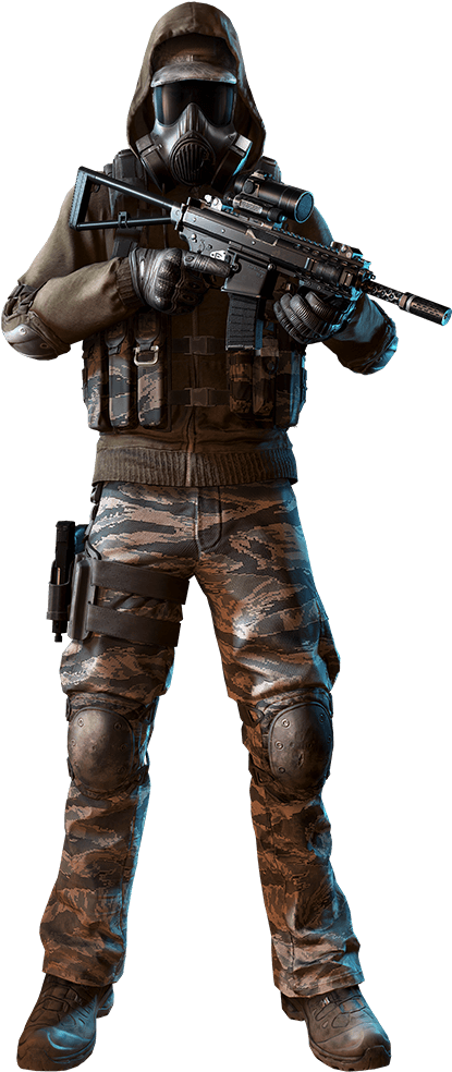 A Man In Camouflage Holding A Gun