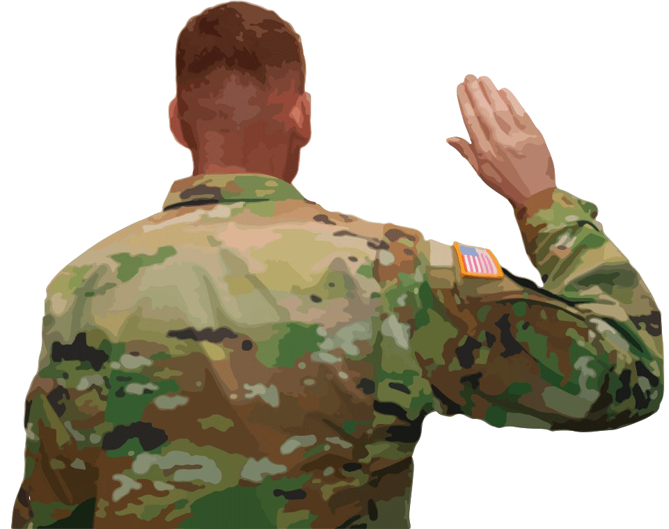 A Back View Of A Soldier Saluting
