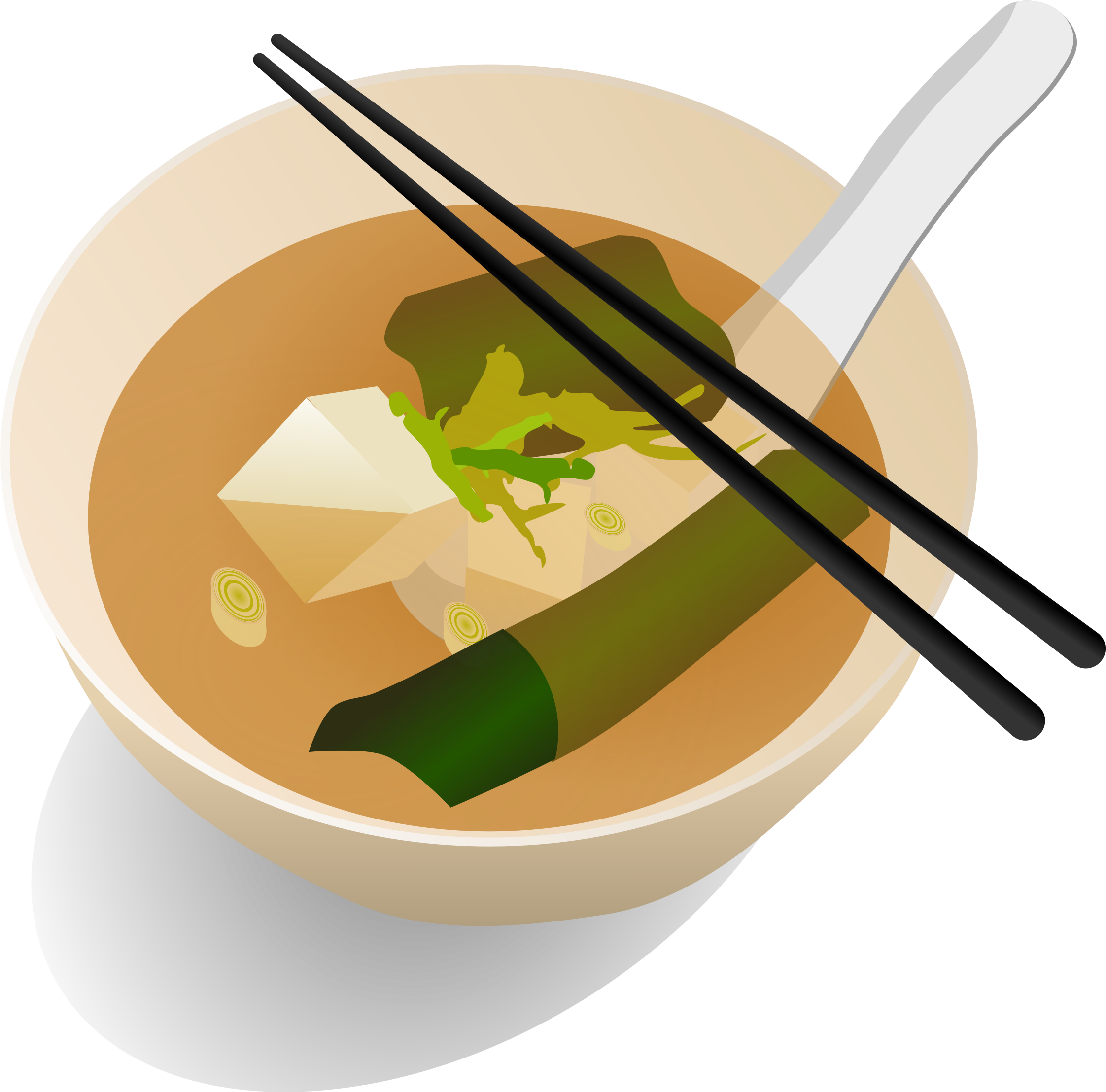 A Bowl Of Soup With Chopsticks