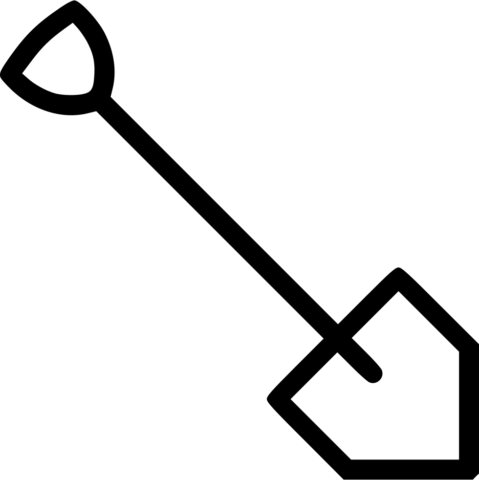 A Black And White Outline Of A Shovel
