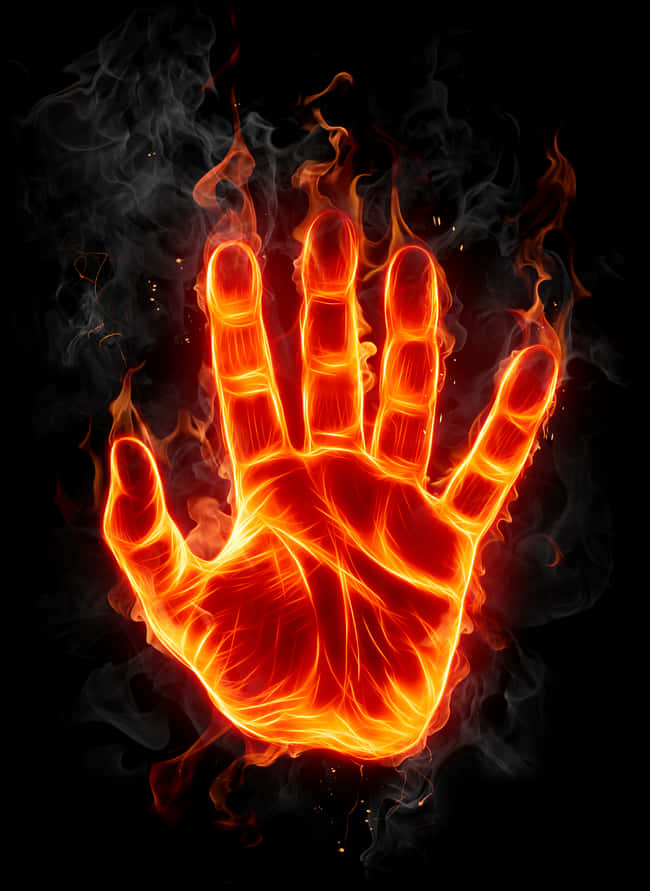 A Hand In Fire With Flames