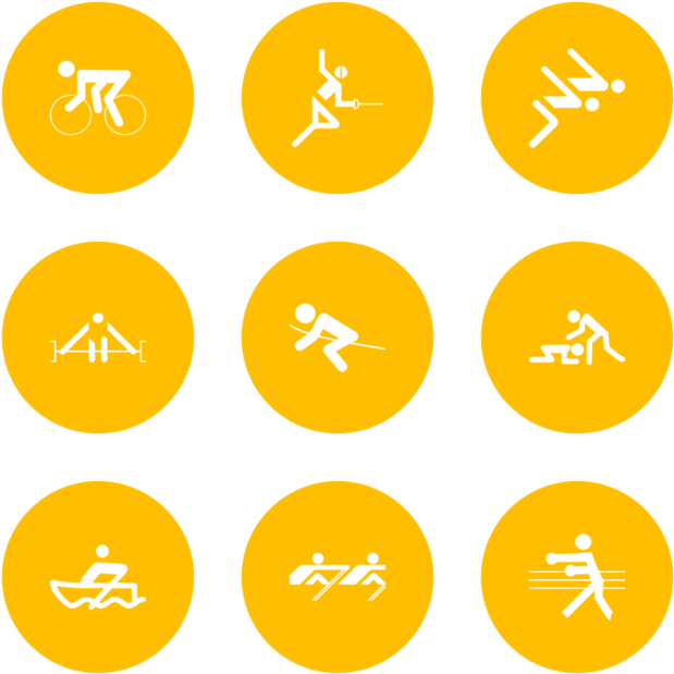 A Group Of Icons In Yellow Circles