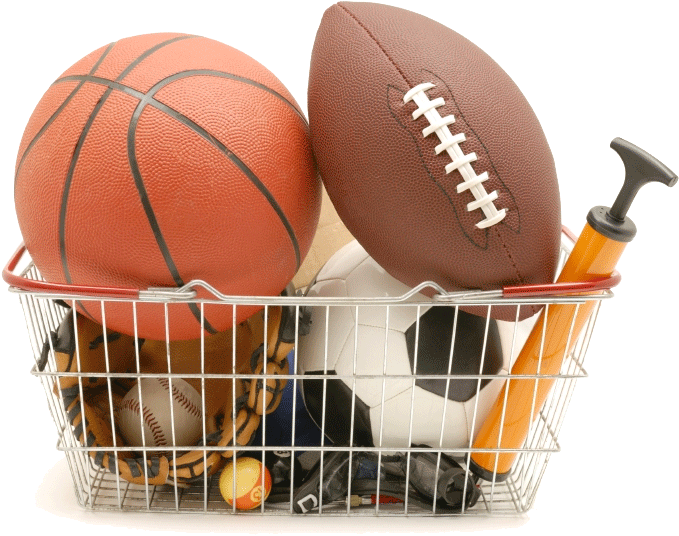 A Basket Full Of Sports Balls And A Baseball