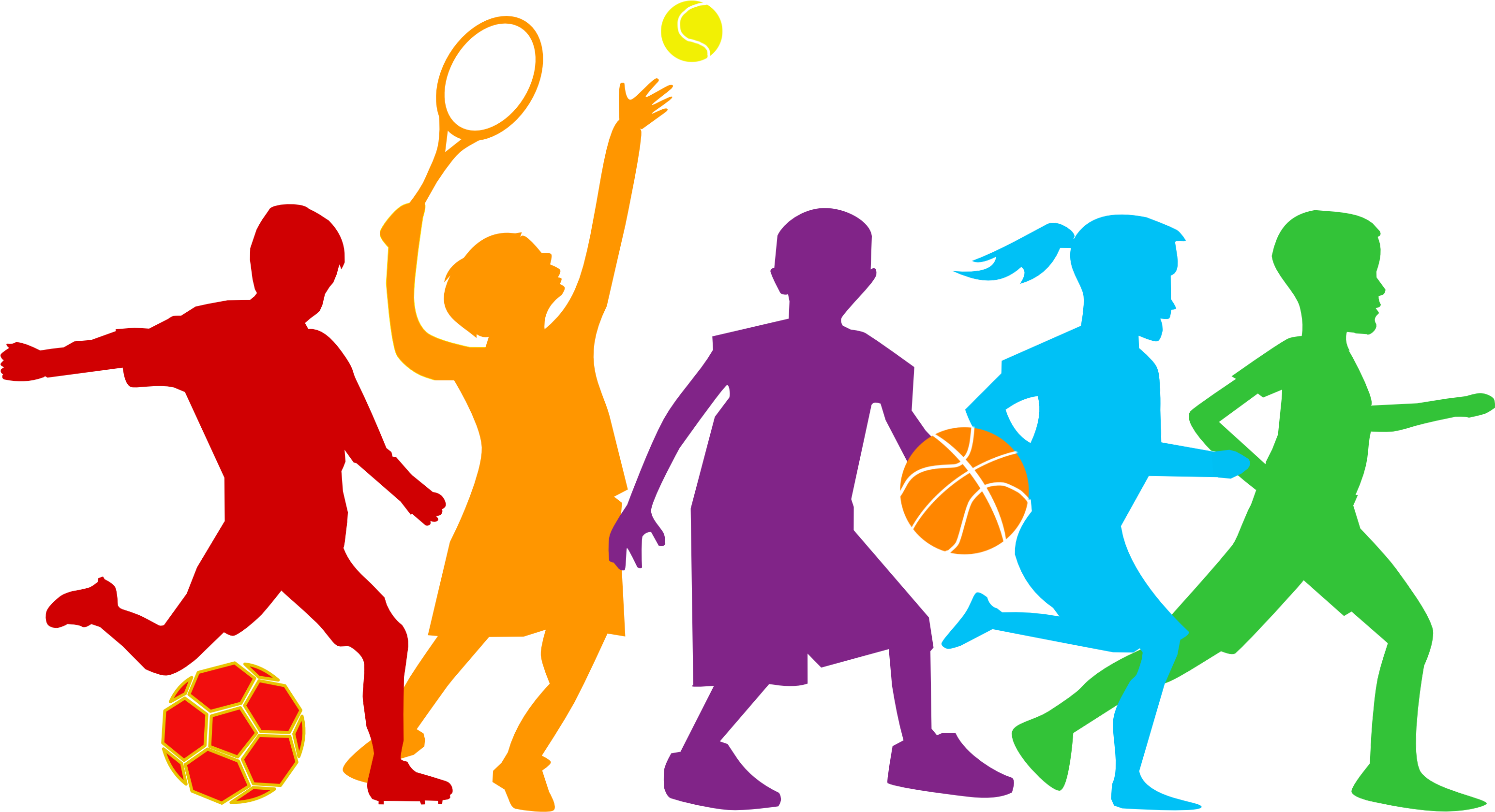 A Group Of Children Playing Sports