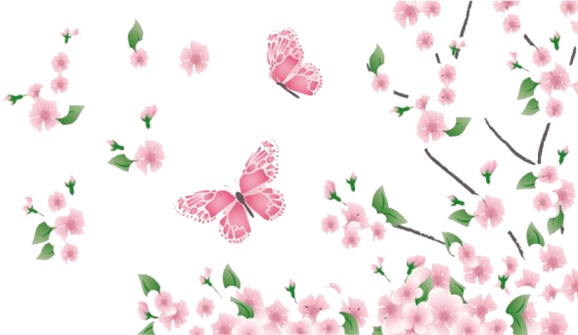 A Pink Butterflies And Flowers
