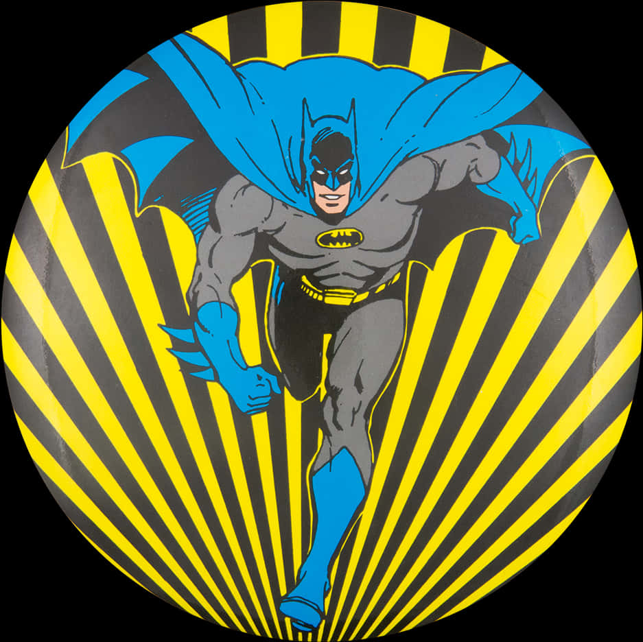 A Superhero On A Round Yellow And Black Background
