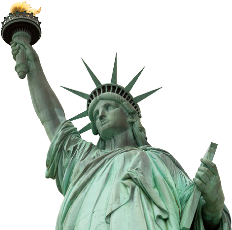 A Statue Of Liberty Holding A Torch With Statue Of Liberty In The Background