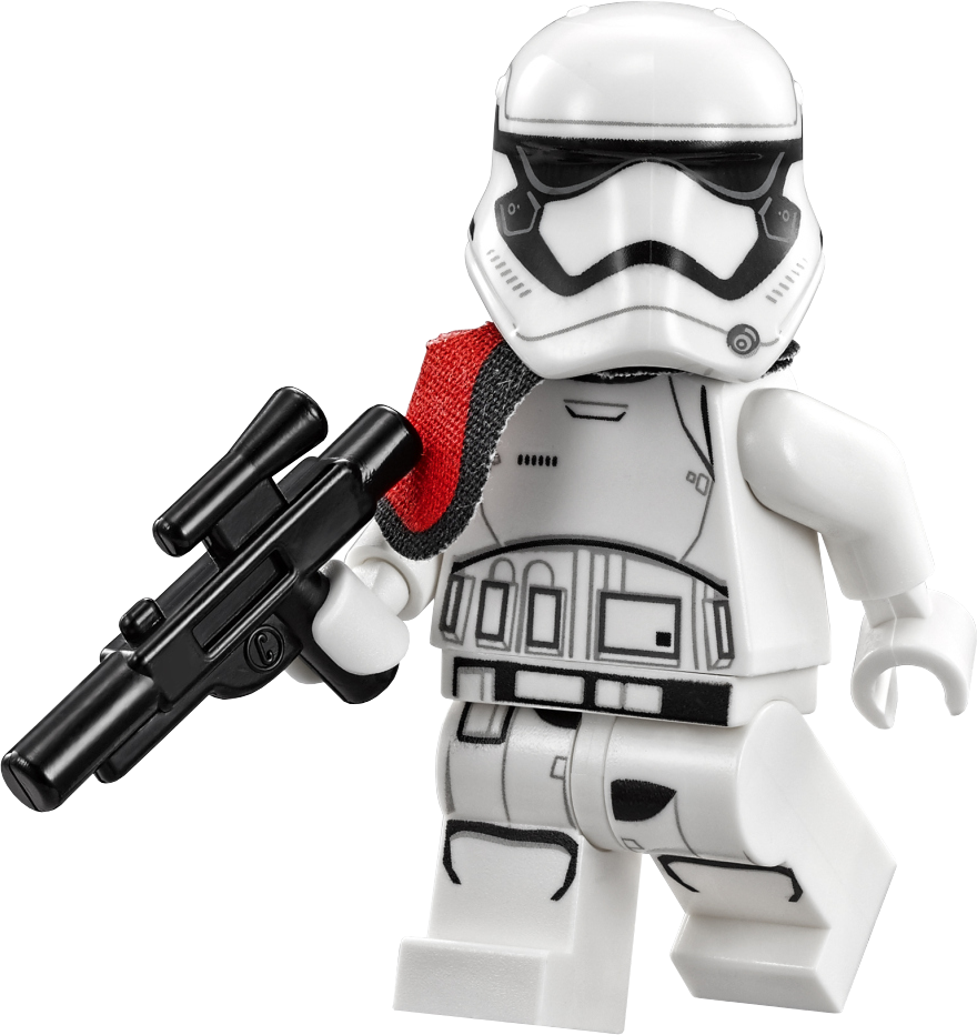 A Toy Figurine Of A White Storm Trooper Holding A Black Gun