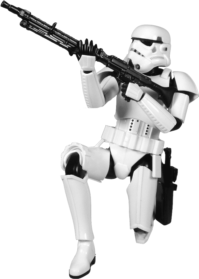 A Toy Figure Of A Storm Trooper Holding A Gun