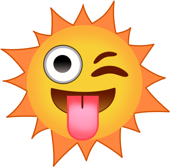 A Cartoon Sun With Tongue Out And Winking Eye