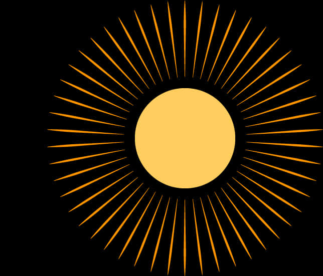 A Yellow Circle With Rays Of Light