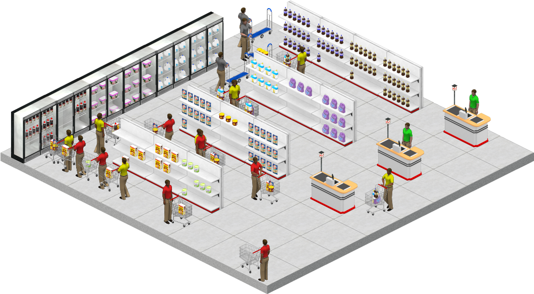A Isometric View Of A Supermarket