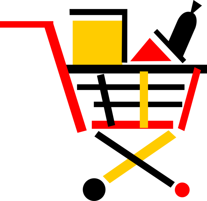 A Red And Yellow Shopping Cart
